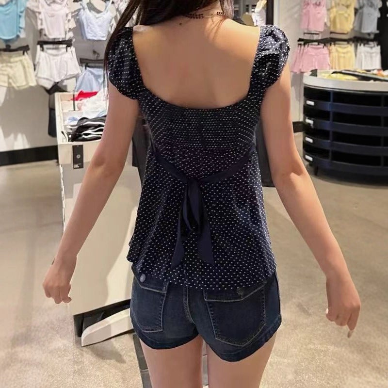 Women's Bow Tie Waist Short Sleeve T-Shirt - Image 3