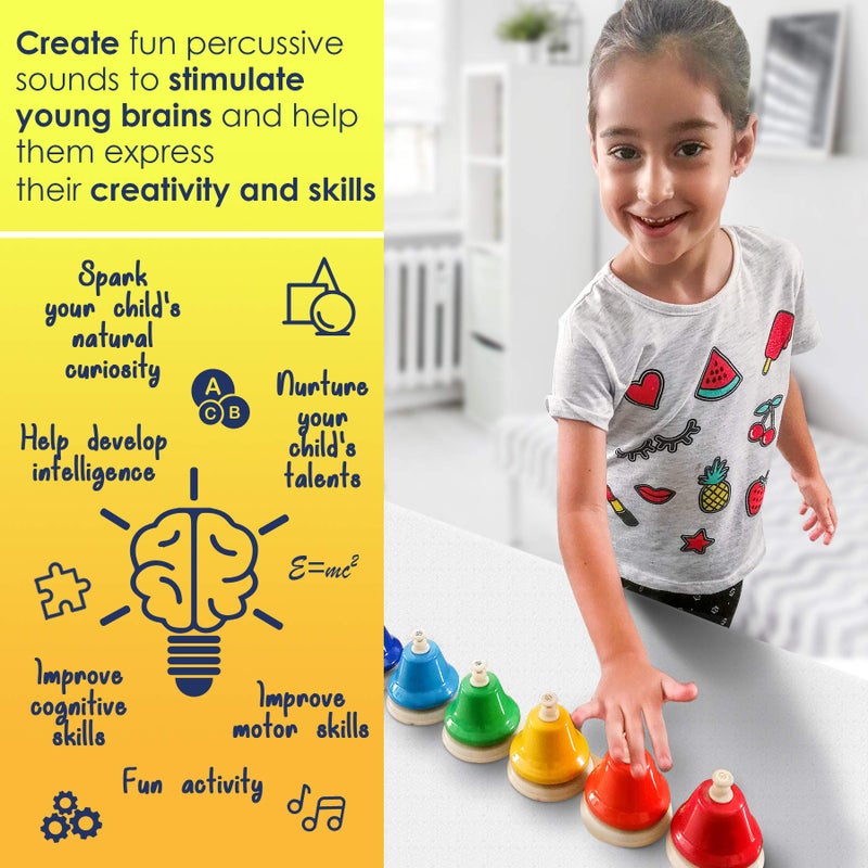 MINIARTIS Desk Bells for Kids | Educational Music Toys for Toddlers 8 Notes Colorful Hand Bells Set | Kids Musical Instrument with 15 Songbook | Great Birthday Gift for Children - Image 3