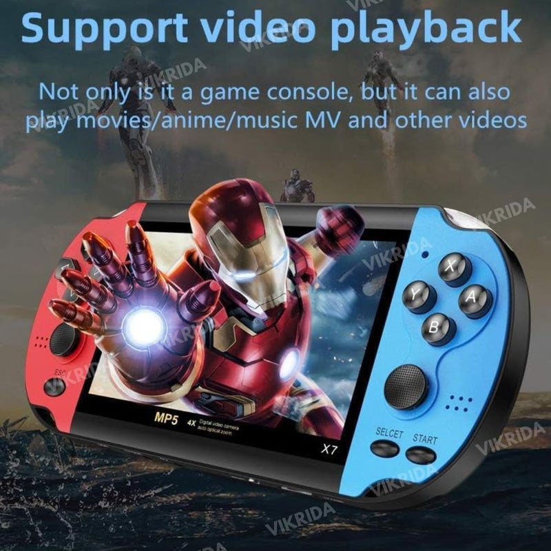 VikriDa Handheld Game Players | 4.3In X7 Video Game Console | Double Rocker 8GB Memory Built in 10000 Games MP5 Multifunctional Inbuilt Camera - Image 5
