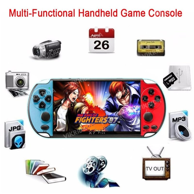 VikriDa Handheld Game Players | 4.3In X7 Video Game Console | Double Rocker 8GB Memory Built in 10000 Games MP5 Multifunctional Inbuilt Camera - Image 2