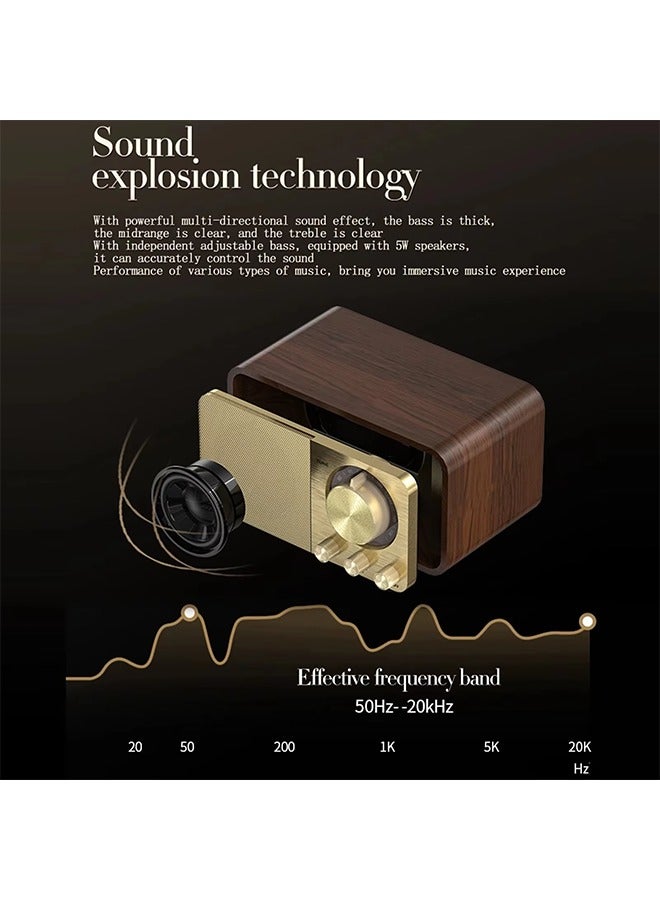 Nostalgic Bluetooth Speaker Bluetooth Sound Retro Classic Speaker Retro Radio Wireless Bluetooth 5.0 Wooden Portable Subwoofer - Image 2