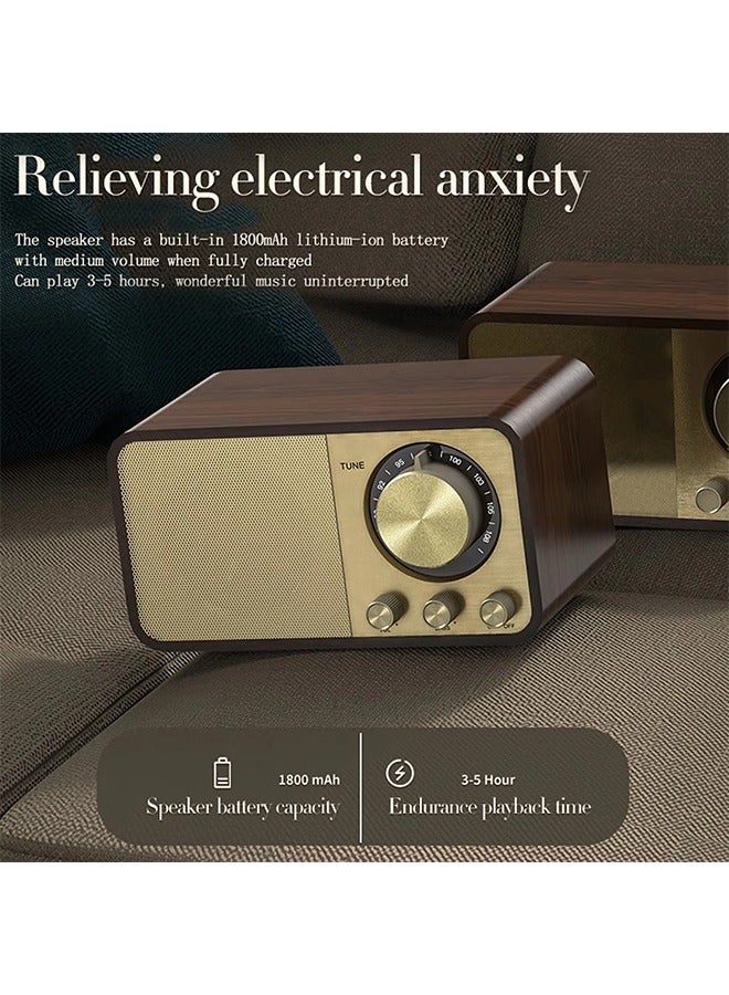 Nostalgic Bluetooth Speaker Bluetooth Sound Retro Classic Speaker Retro Radio Wireless Bluetooth 5.0 Wooden Portable Subwoofer - Image 3