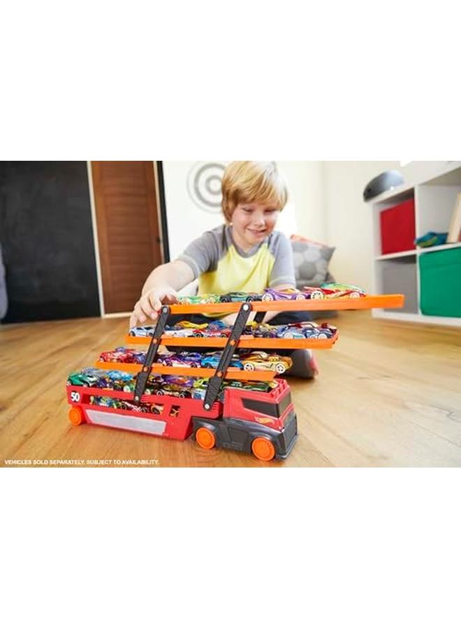Hot Wheels Mega Hauler With Storage For Up To 50 1 64 Scale Cars Ages 3 And Older - Image 2