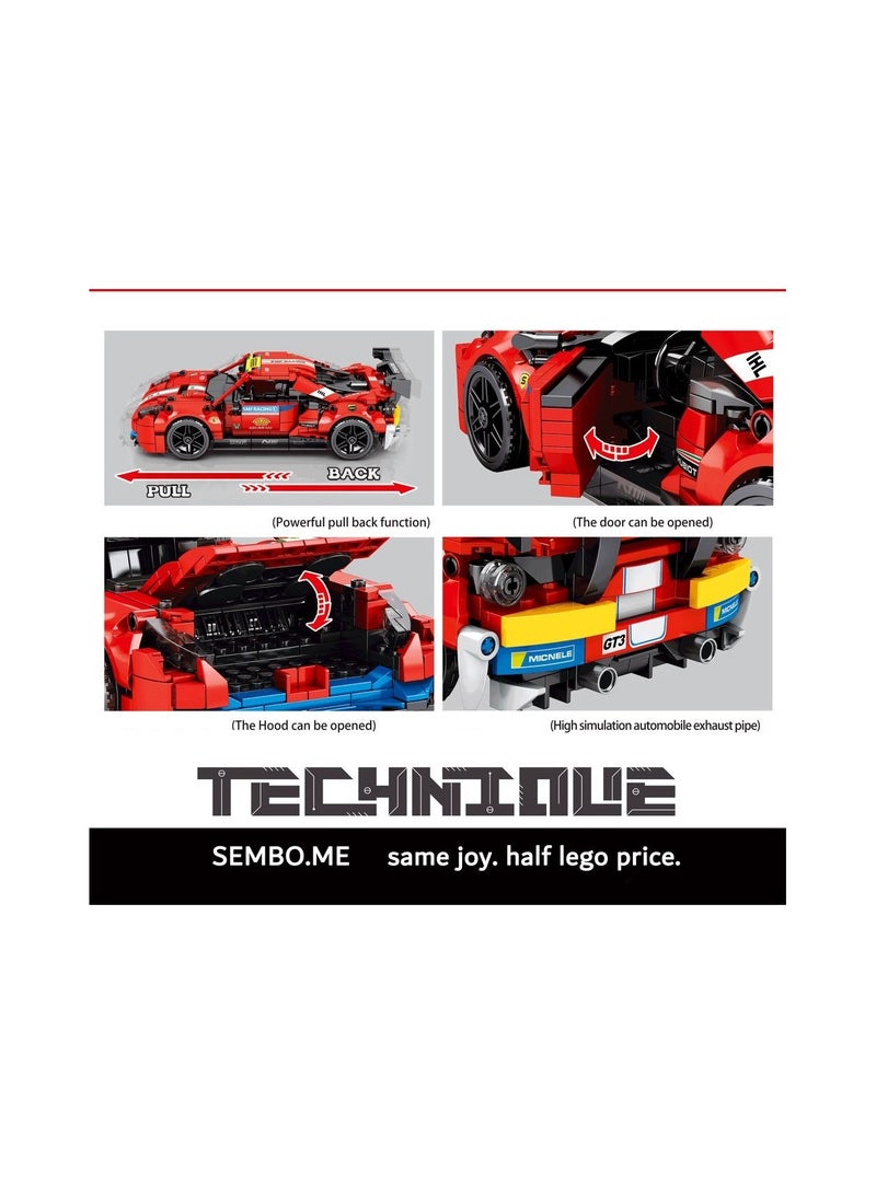 sembo 8412 - sport 448 car building blocks - 826 pcs - Red - Image 3