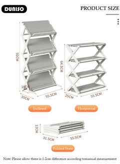 DUNISO 4-Tier Foldable Shoe Rack, Narrow Shoes Organizer, Adjustable Shoe Shelf, Space Saving Shoe Rack Organizer,Installation-Free Standing Shoe Rack for Closet Hallway Entryway Bedroom Bathroom Kitchen Door  - Image 4