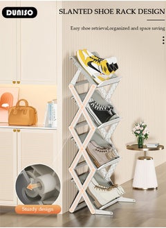 DUNISO 4-Tier Foldable Shoe Rack, Narrow Shoes Organizer, Adjustable Shoe Shelf, Space Saving Shoe Rack Organizer,Installation-Free Standing Shoe Rack for Closet Hallway Entryway Bedroom Bathroom Kitchen Door  - Image 2
