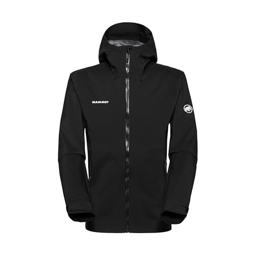 Mammut Mens Outdoor Hardshell Hooded Jacket, Waterproof and Breathable Rain Shell for Hiking and Everyday, Black, XXL - Image 1