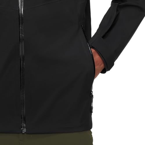 Mammut Mens Outdoor Hardshell Hooded Jacket, Waterproof and Breathable Rain Shell for Hiking and Everyday, Black, XXL - Image 4