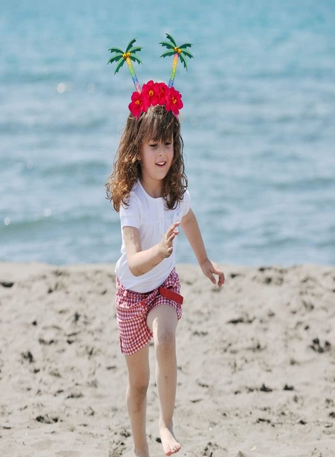 Doneace Hawaiian Party Headband Palm Tree Hair Hoop Flowers Head Boppers Headwear Tropical Party Decorations Aloha Luau Party Decor Floral Tree Hair Supplies Blossom Summer Hair Accessories for Adult Kids1PCS - Image 4