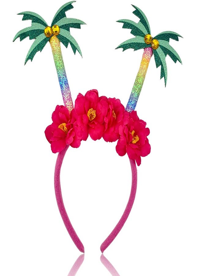 Doneace Hawaiian Party Headband Palm Tree Hair Hoop Flowers Head Boppers Headwear Tropical Party Decorations Aloha Luau Party Decor Floral Tree Hair Supplies Blossom Summer Hair Accessories for Adult Kids1PCS - Image 1
