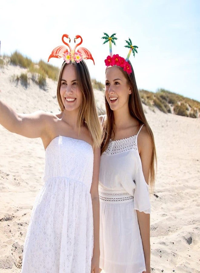 Doneace Hawaiian Party Headband Palm Tree Hair Hoop Flowers Head Boppers Headwear Tropical Party Decorations Aloha Luau Party Decor Floral Tree Hair Supplies Blossom Summer Hair Accessories for Adult Kids1PCS - Image 2