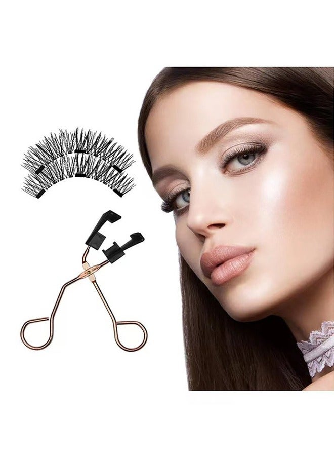 اتش واي مجموعة الرموش المغناطيسية ، الرموش الصناعية المغناطيسية القابلة لإعادة الاستخدام الرموش الصناعية ذات المغناطيس المزدوج الطبيعي لا يلزم الغراء مع الملقط - Image 5