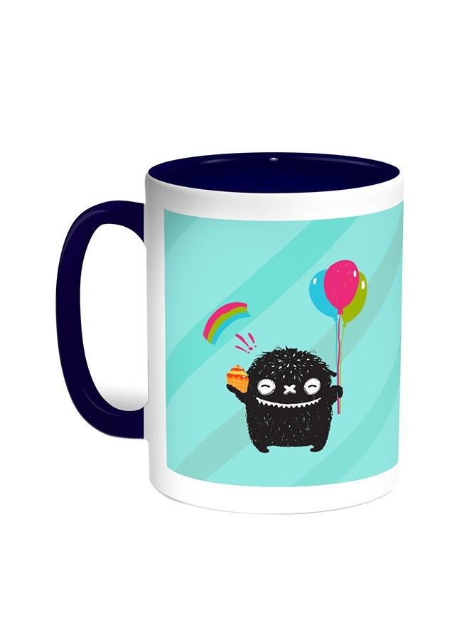 RYN Cartoon Drawing - The Joy Of Eid Printed Coffee Mug Blue/White 11ounce