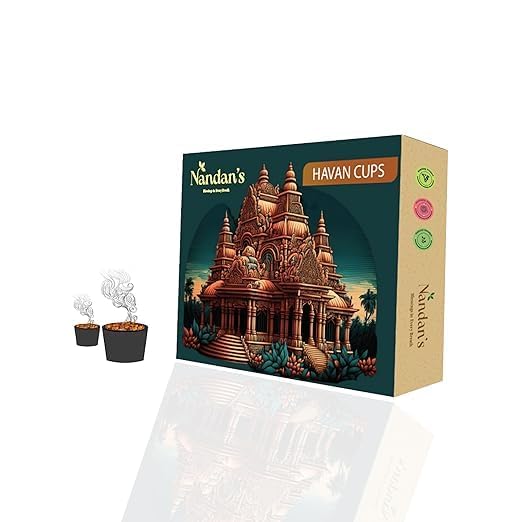 Nandans Aroma Pack of 3 Havan Cups for Pooja 36 pcs Cow Dung Outer Shell Hawan Natural Herbs Organic TulsiLavender and Sandalwood Rose or Jasmine Dried Flowers Dhoop Cups - Image 2