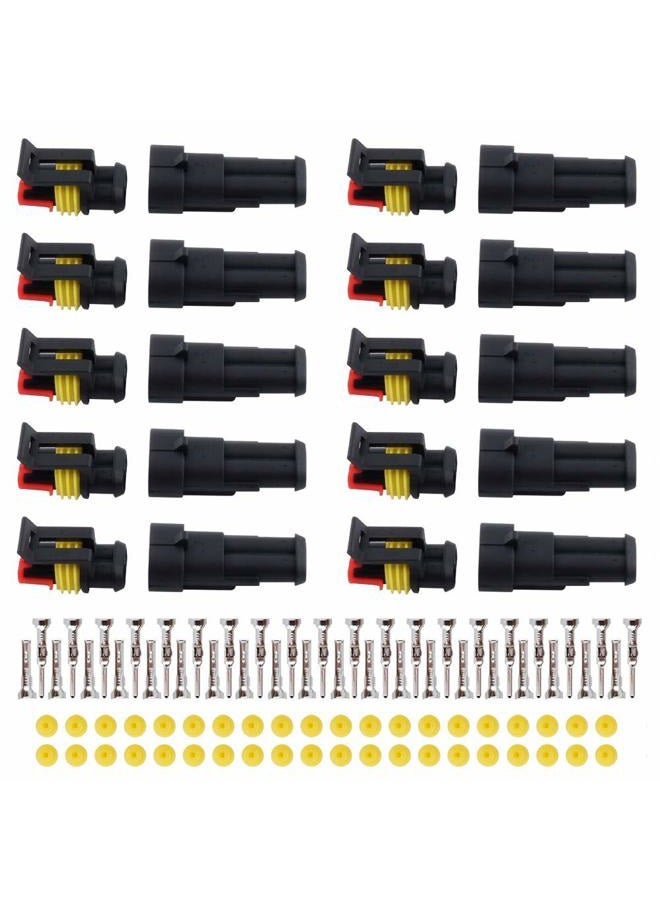 MUYI 10 Kit 2 Pin Way Waterproof Electrical Connector 1.5mm Series Terminals Water Resistend - Image 1