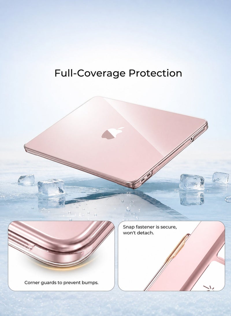 سجيت حافظة متوافقة مع MacBook Neo مقاس 13 بوصة (إصدار 2026، موديل A3404 مع شريحة A18 Pro)، غلاف بلاستيكي صلب مع غطاء لوحة مفاتيح لحماية MacBook Neo مقاس 13 بوصة، شفاف كريستالي، وردي هادئ - Image 2