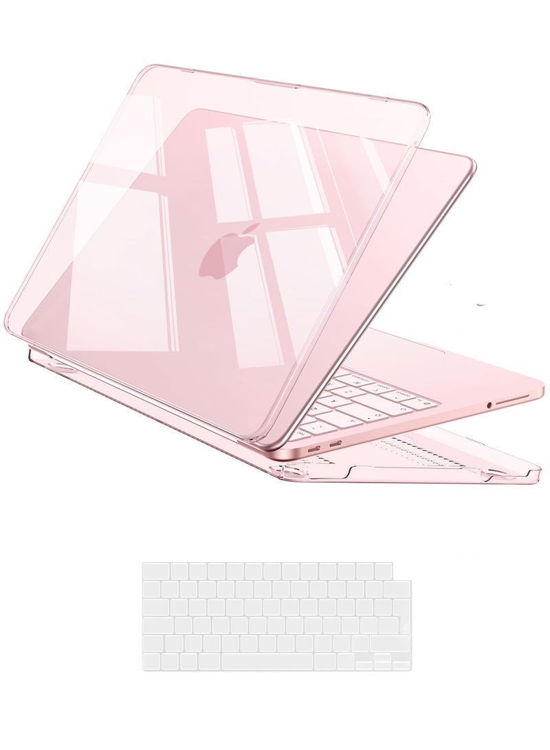 سجيت حافظة متوافقة مع MacBook Neo مقاس 13 بوصة (إصدار 2026، موديل A3404 مع شريحة A18 Pro)، غلاف بلاستيكي صلب مع غطاء لوحة مفاتيح لحماية MacBook Neo مقاس 13 بوصة، شفاف كريستالي، وردي هادئ - Image 1