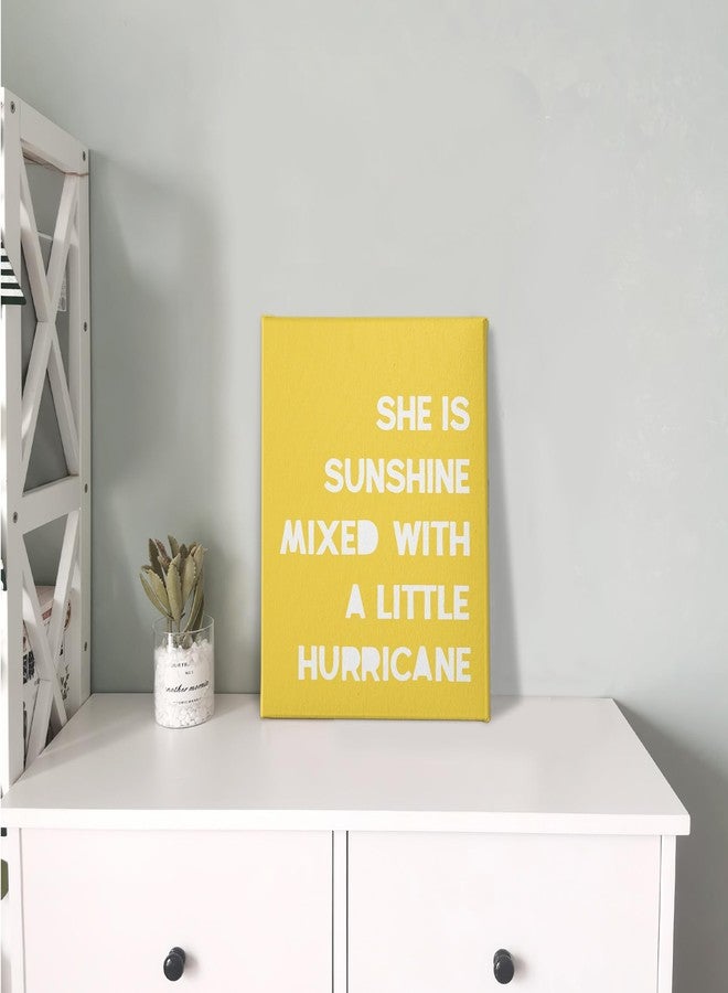 PHAMTE Girls Bedroom Wall Decor,She Is Sunshine Mixed With a Little Hurricane Girls Room Wall Art,Sunshine Print Framed Canvas Painting Artwork Girl Room Bedroom Home Nursery Playroom 11x14 (Yellow) - Image 4