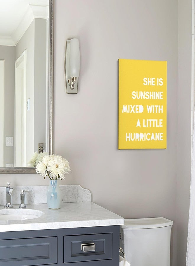 PHAMTE Girls Bedroom Wall Decor,She Is Sunshine Mixed With a Little Hurricane Girls Room Wall Art,Sunshine Print Framed Canvas Painting Artwork Girl Room Bedroom Home Nursery Playroom 11x14 (Yellow) - Image 5