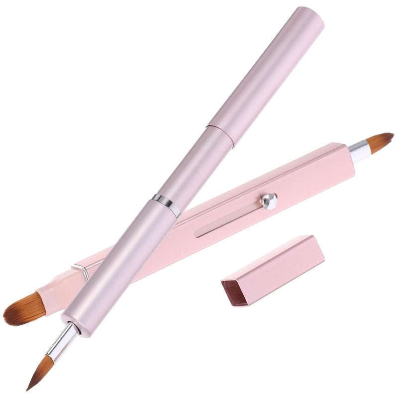 2pcs Retractable Nylon Dual-ended Lip Brush Set, Portable Lipstick Applicator Wands for Women, Pink Lip Gloss and Balm Makeup Tools for Travel and Daily Use - Image 1