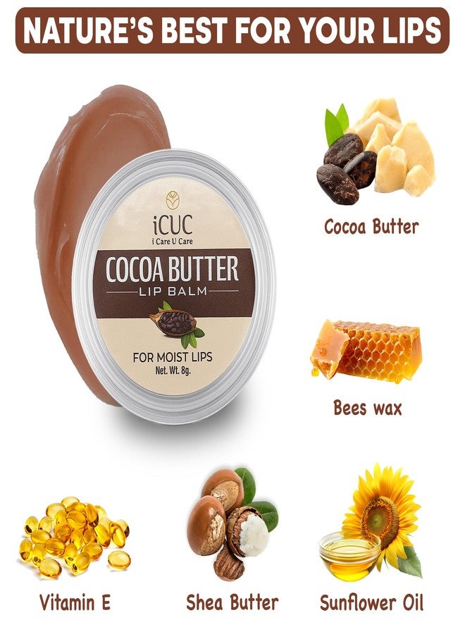 iCUC Cocoa Butter Lip Balm Use For Men & Women Dark Lips To Lighten - Benefits Of Shea Butter & Vitamin E - Helps Lips To Stay Hydrated Removes Dead-Skin & Moisturized - For Dry & Chapped Lips - 8gm - Image 2
