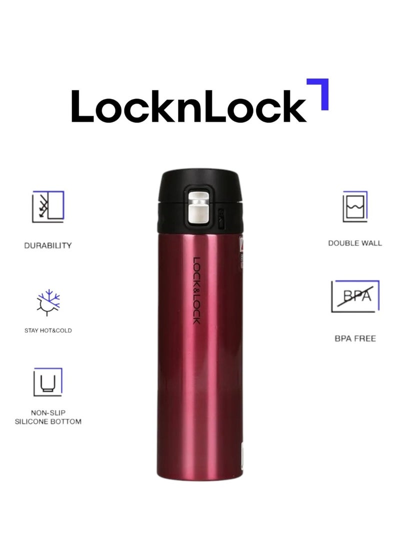 LOCK & LOCK LocknLock 500ml Feather Light Vacuum Tumbler in Ruby Red- Stainless Steel, Double-Vacuum Insulation, Stylish & Portable  - Image 1