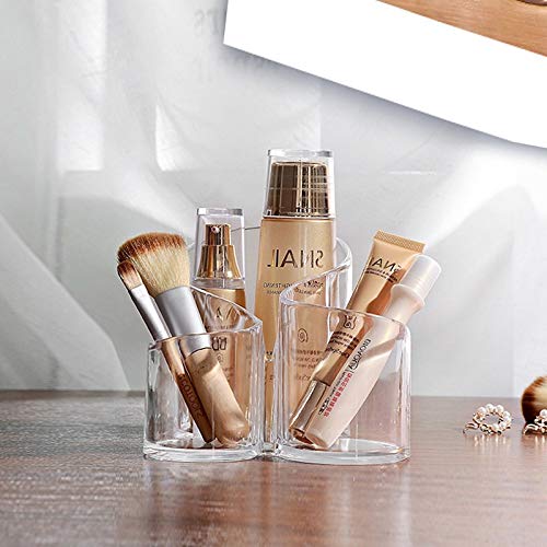 Bekith Large Wavy 3 Compartment Makeup Organizer Acrylic Multi-Purpose Makeup Brush and Cosmetic Holder - Image 3