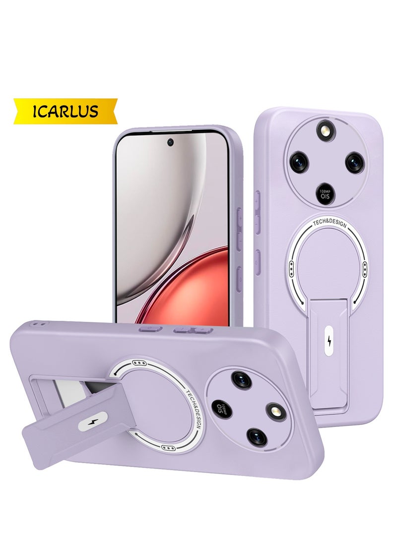 جراب مزود بمسند لهاتف Honor X9d 5G، مصنوع من البولي كربونات والبولي يوريثين الحراري، يدعم حامل السيارة المغناطيسي - بنفسجي