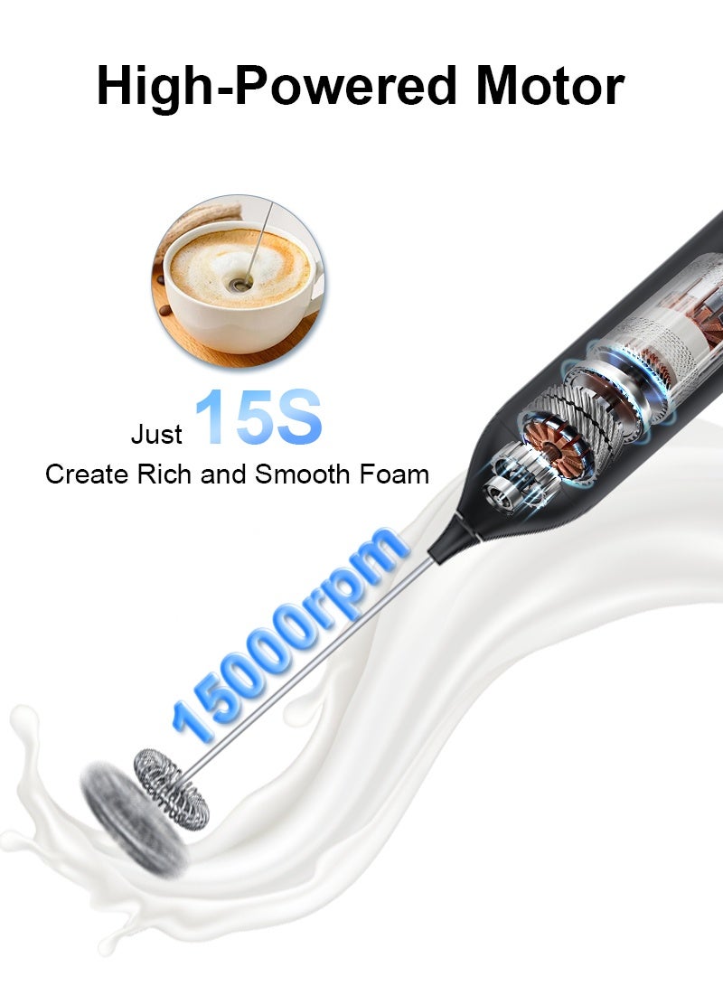 iMESA Electric Milk Frother,Type-C Fast Rechargeable Milk Frother Handheld, Electric Milk Foamer with Food Grade 304 Stainless Steel Whisk, Low Noise,Compact Design for Coffee Lattes Cappuccinos and Baking - Image 2