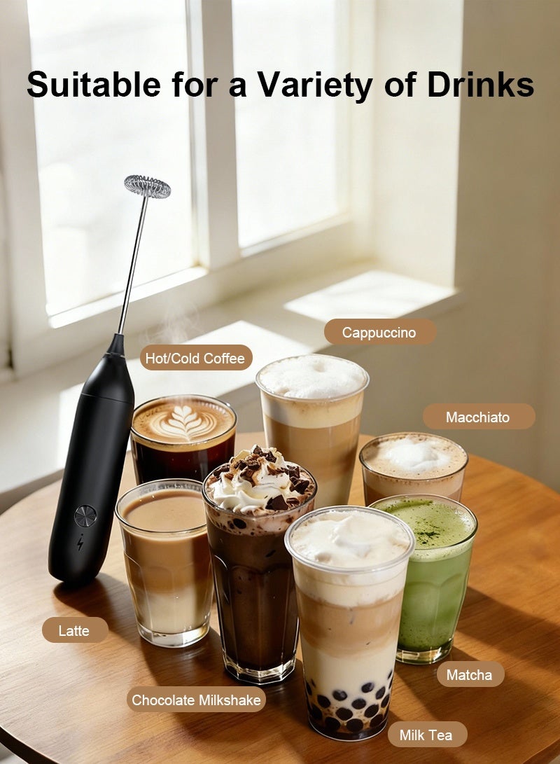 iMESA Electric Milk Frother,Type-C Fast Rechargeable Milk Frother Handheld, Electric Milk Foamer with Food Grade 304 Stainless Steel Whisk, Low Noise,Compact Design for Coffee Lattes Cappuccinos and Baking - Image 4