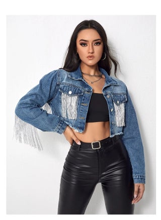 Fashionable tassel denim jacket for women Dark blue - pzsku/Z61E58F2B0E8B0FF3281FZ/45/_/1688928677/0a5dcf20-484b-4bf3-aa76-cc8e6a5a21d5