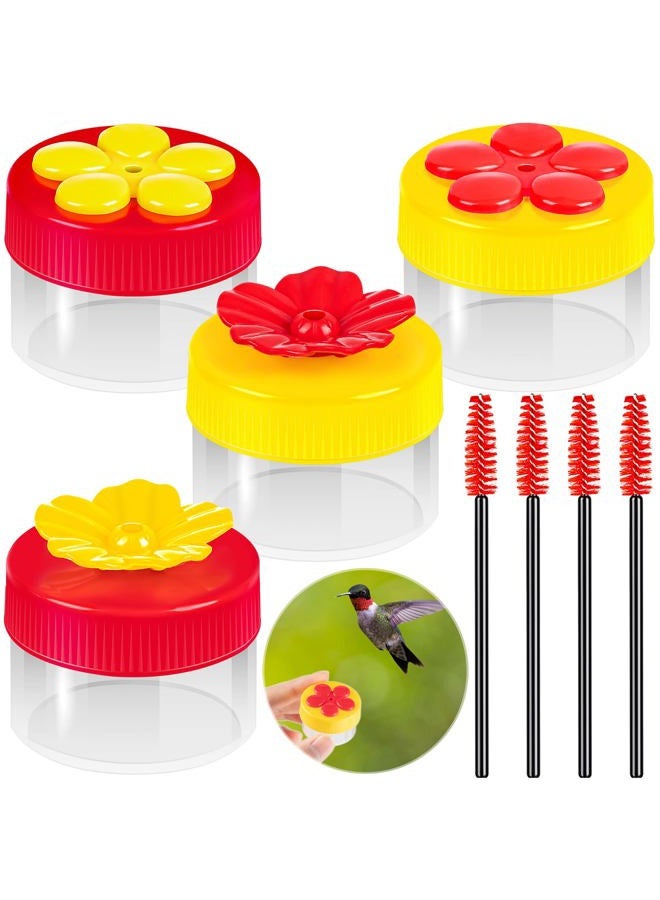 ZHBDMGK Hand Hummingbird Feeder, 4Pcs Mini Flower Hand held Hummingbird Feeder with 4Pcs Cleaning Brush, Window Humming Wild Bird Feeders for Outdoor Supplies - Image 1