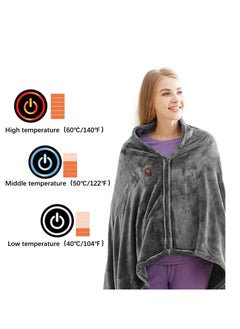 SYOSI Heated Throw Blanket Plush USB Electric Throw Blanket with Zipper, Adjustable 3 Levels Temperature, Wearable Portable Throw Poncho Wrap for Shoulder and Neck (59" x 33.5")  - Image 3