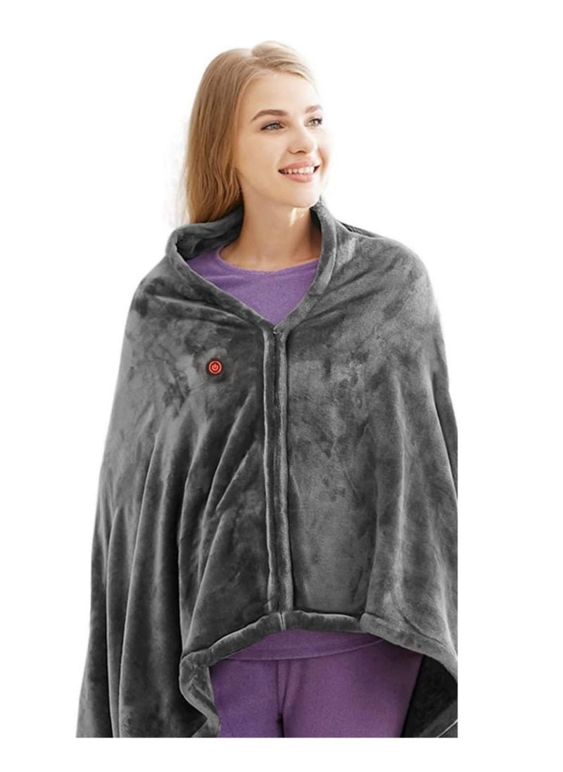 SYOSI - Heated Throw Blanket Plush USB Electric Throw Blanket with Zipper, Adjustable 3 Levels Temperature, Wearable Portable Throw Poncho Wrap for Shoulder and Neck (59" x 33.5") - Image 1