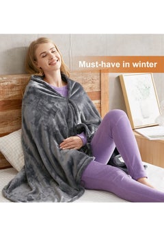 SYOSI Heated Throw Blanket Plush USB Electric Throw Blanket with Zipper, Adjustable 3 Levels Temperature, Wearable Portable Throw Poncho Wrap for Shoulder and Neck (59" x 33.5")  - Image 4