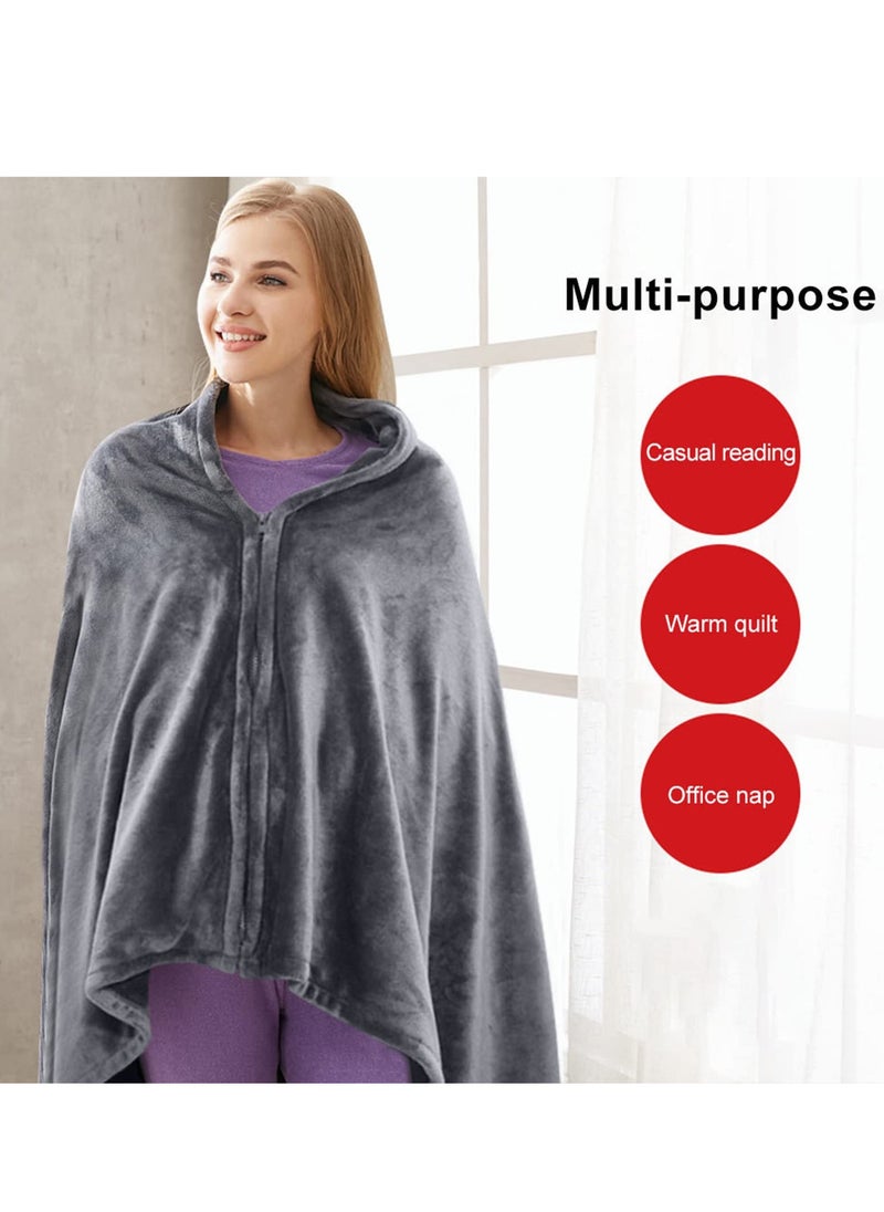 SYOSI - Heated Throw Blanket Plush USB Electric Throw Blanket with Zipper, Adjustable 3 Levels Temperature, Wearable Portable Throw Poncho Wrap for Shoulder and Neck (59" x 33.5") - Image 1