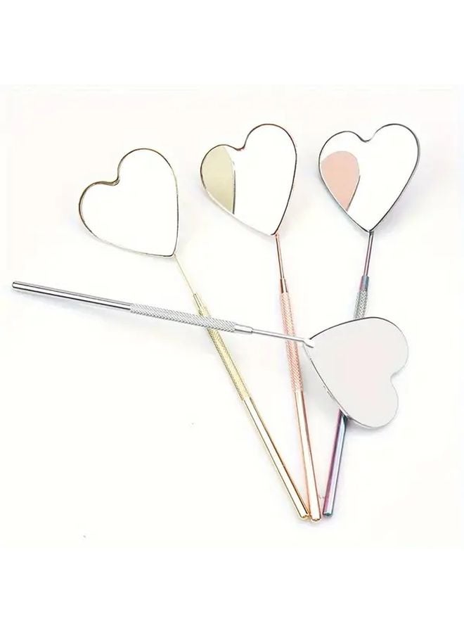 Silvery Heart Eyelash Mirror 45 Degree Angle Design Removable Stainless Steel Extension Tool - Image 4