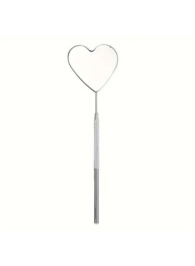 Silvery Heart Eyelash Mirror 45 Degree Angle Design Removable Stainless Steel Extension Tool - Image 1