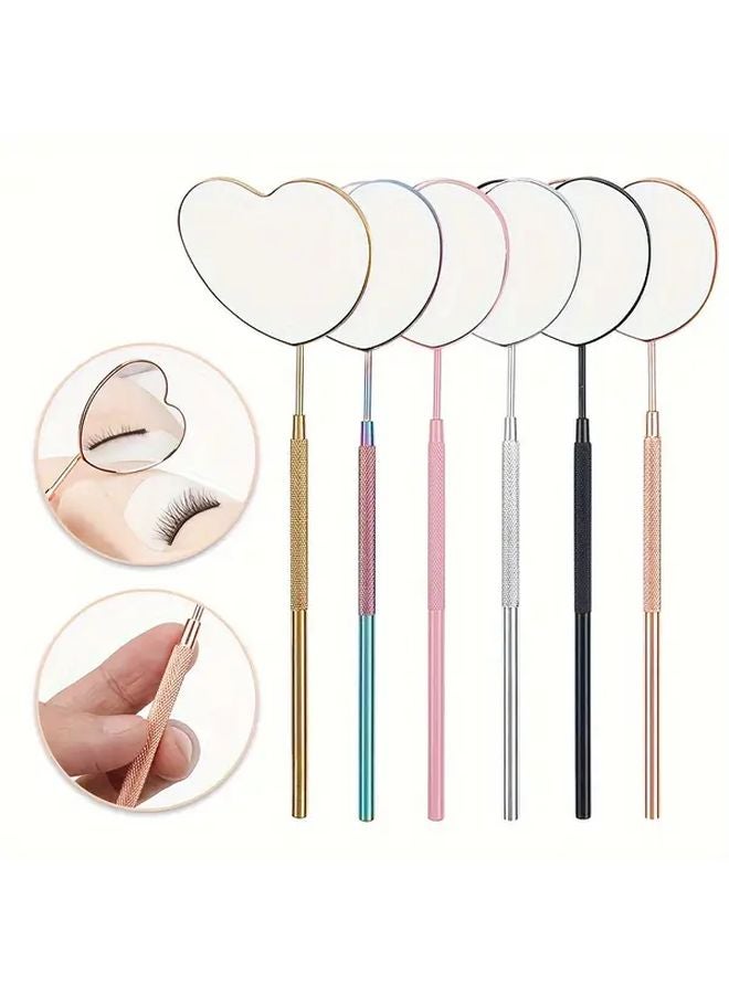 Silvery Heart Eyelash Mirror 45 Degree Angle Design Removable Stainless Steel Extension Tool - Image 2