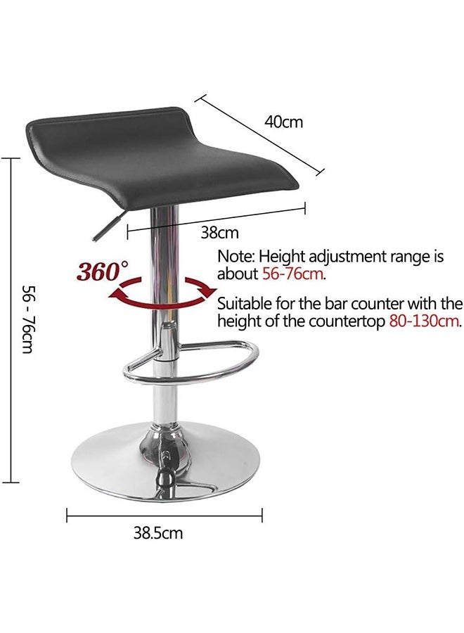 JCB CHIC Bar Stool Chairs High Stool Chair Adjustable Stool ，PU Leather with Chrome Base, Pub Counter Chair（black,2pcs）  - Image 2