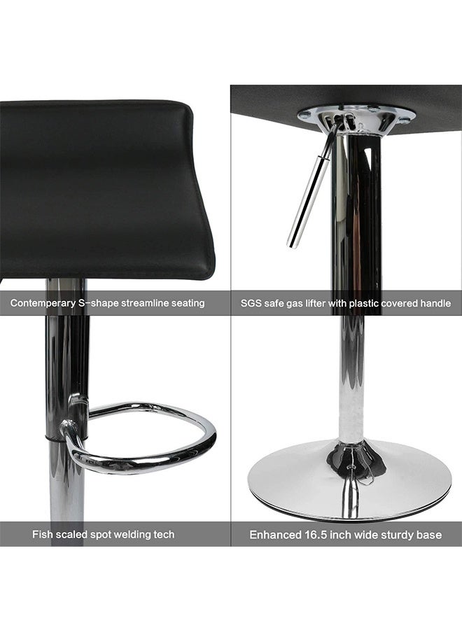 JCB CHIC Bar Stool Chairs High Stool Chair Adjustable Stool ，PU Leather with Chrome Base, Pub Counter Chair（black,2pcs）  - Image 3