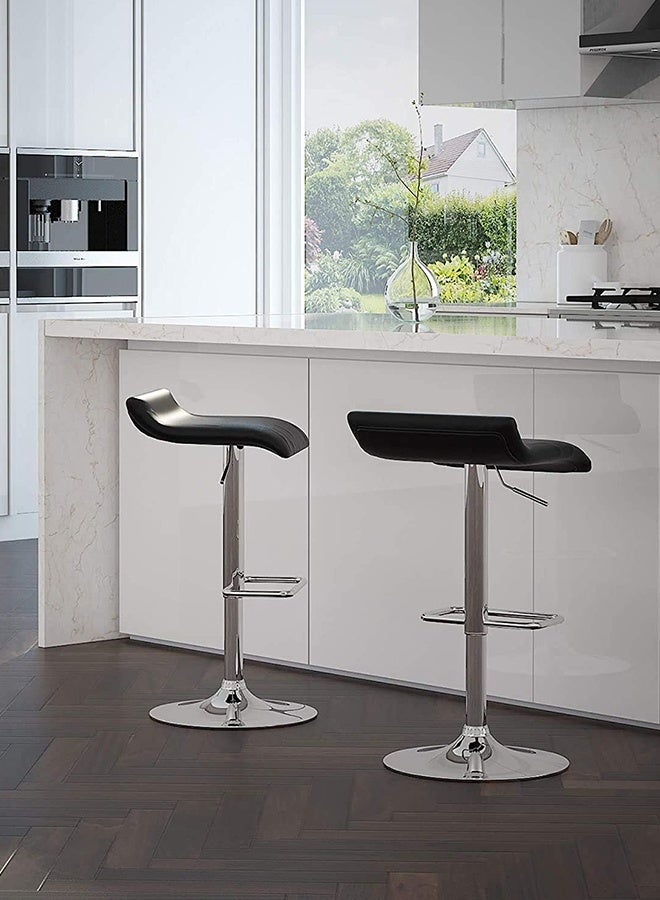 JCB CHIC Bar Stool Chairs High Stool Chair Adjustable Stool ，PU Leather with Chrome Base, Pub Counter Chair（black,2pcs）  - Image 1