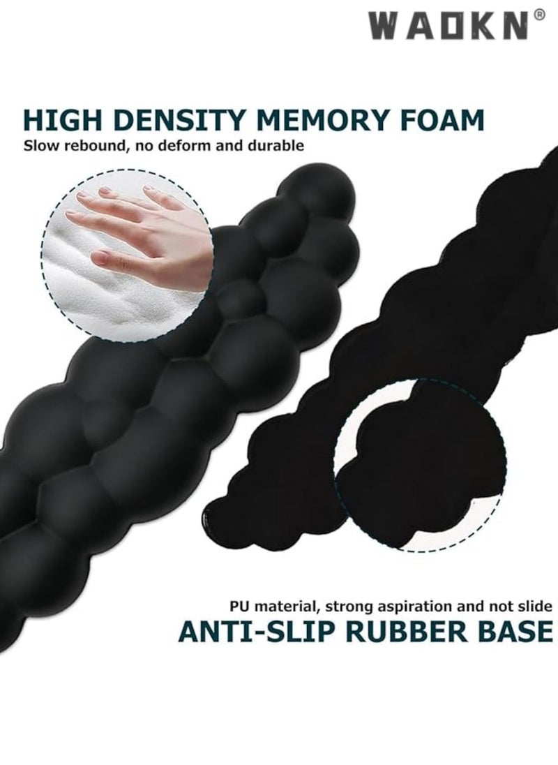 Cloud-Shaped Keyboard Wrist Rest, PU Leather Memory Foam Wrist Rest for Computer Keyboard, Ergonomic Pad and Cute Mouse Wrist Rest for Gaming, Office, Computer, Typing Pain Relief ,Black