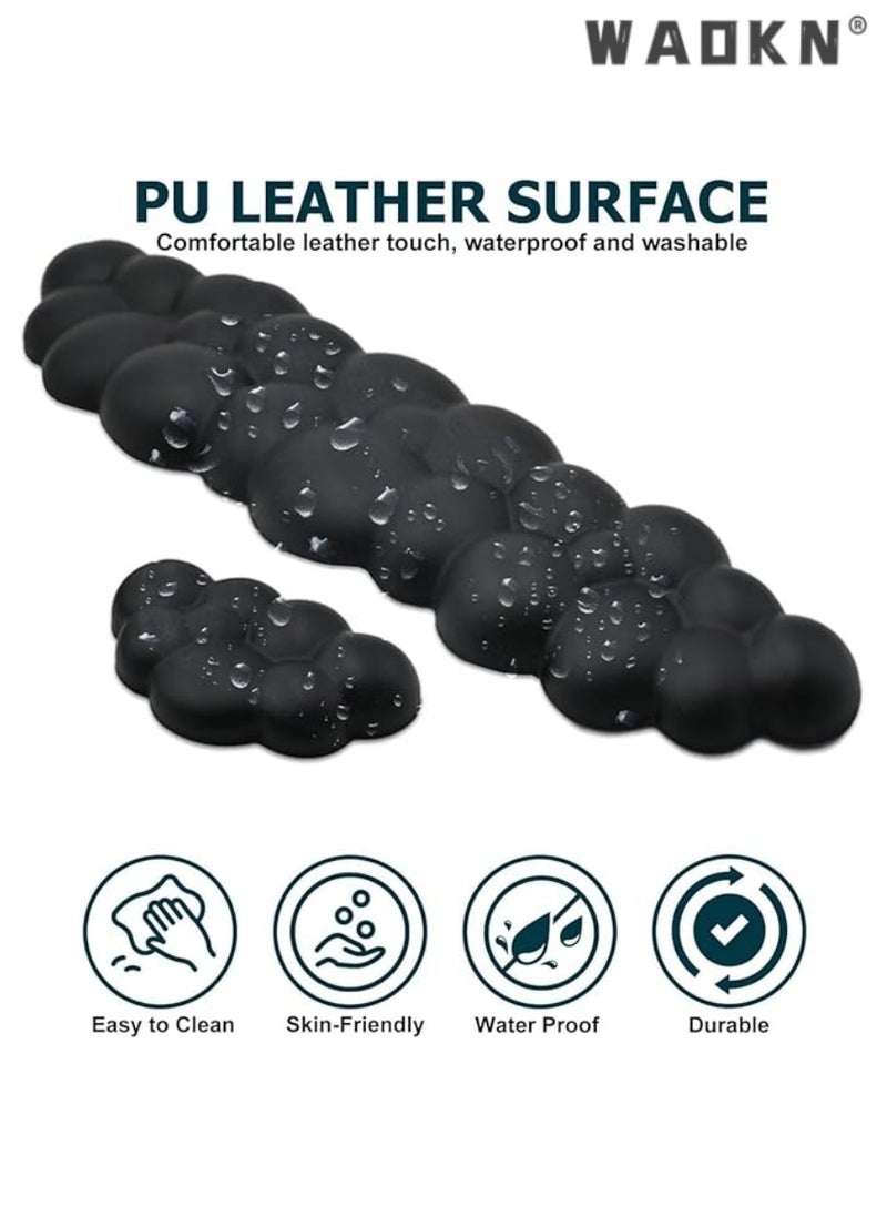 WAOKN Cloud-Shaped Keyboard Wrist Rest, PU Leather Memory Foam Wrist Rest for Computer Keyboard, Ergonomic Pad and Cute Mouse Wrist Rest for Gaming, Office, Computer, Typing Pain Relief ,Black  - Image 4