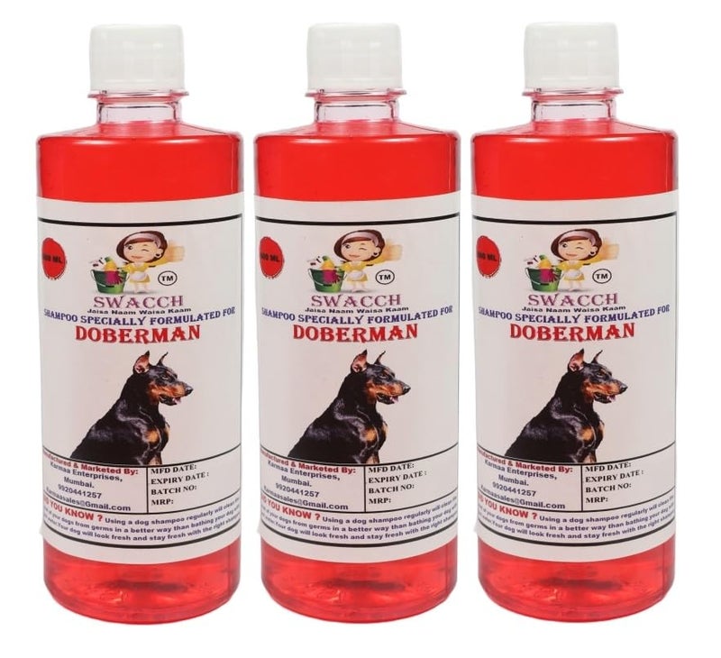 swacch Doberman Dog Shampoo + Dumbbell Toy I Durable Rubber Dog Toy for Chewing I Playing,Teeth Cleaning & Training Toy I Combo Pack I 500ml Pack of 3 Jasmine - Image 2