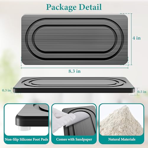 MAGKOTA Water Absorbing Stone Tray for Sink, Quick Drying Diatomite Bathroom Tray Countertop, Stone Drying Mat for Kitchen Counter Faucet, Soap Dish Dispenser Vanity Organizer, Dark Grey-B-8.3" x 4" - Image 2