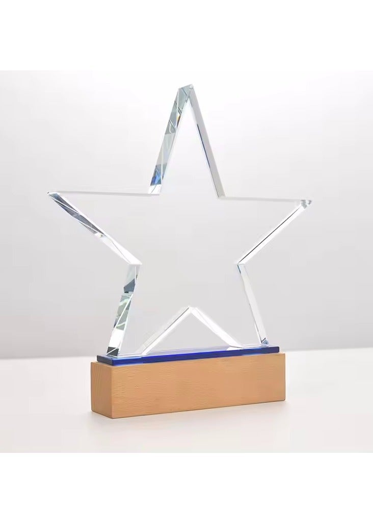 giftex Wood Base Star Design Crystal Trophy Award - Image 2