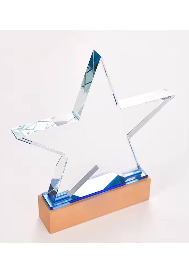 giftex Wood Base Star Design Crystal Trophy Award - Image 3