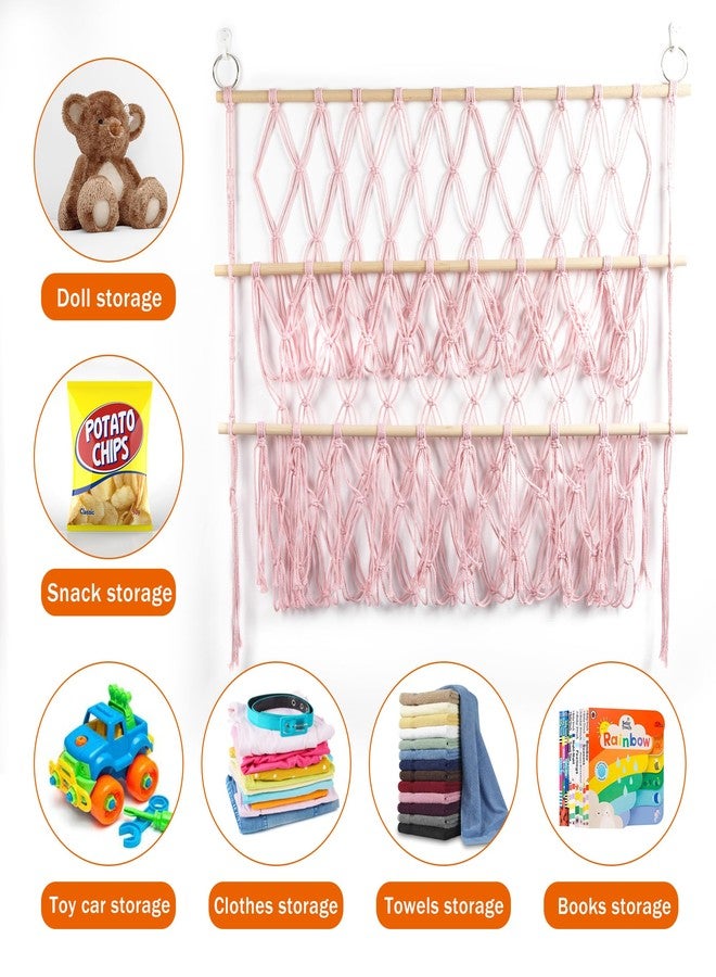 Qoroos Pink 31.5" Wide Wall Stuffed Animal Hammock Organizer - Image 4