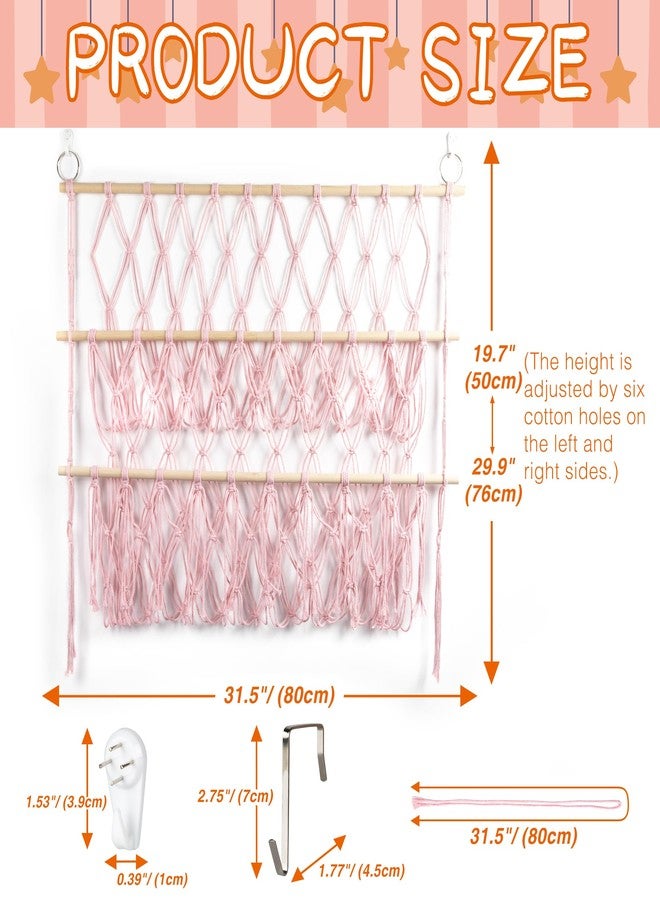 Qoroos Pink 31.5" Wide Wall Stuffed Animal Hammock Organizer - Image 2